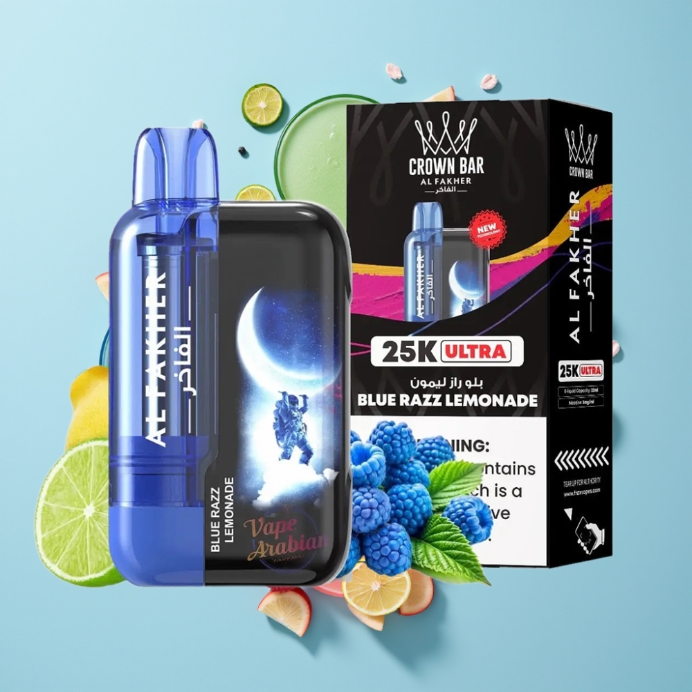 Al Fakher Crown Bar Ultra 25K Disposable Vape Plavi Razz Limunada 22ml 50mg/ml