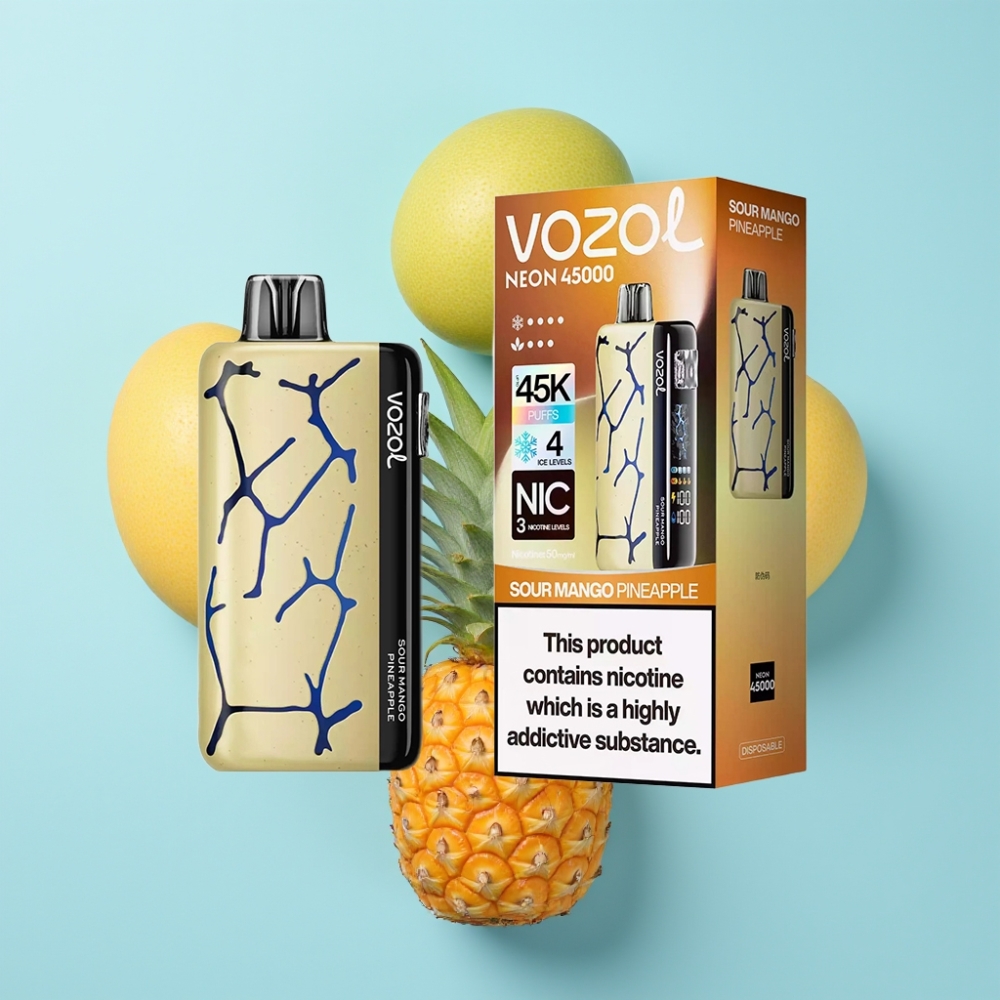 Vozol Neon 45K 45000 Puffs Disposable Vape Kisela Mango Ananas 20ml 50mg